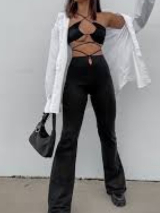 SHEIN Pants - NWOT Cutout High-Waist Black Flared Women's Pants